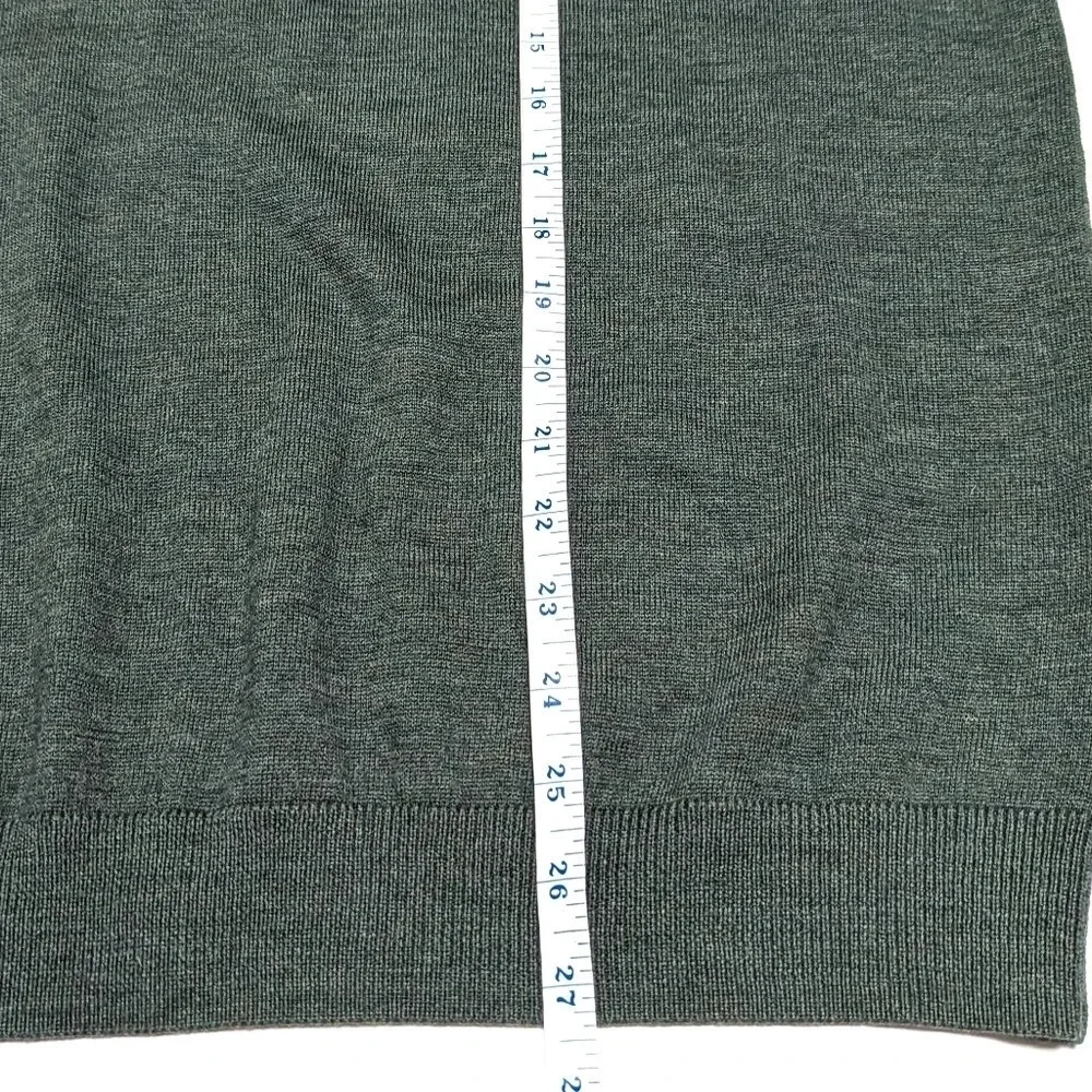 Turnbury Heather Green Large 100% Extra Fine Merino Wool Crewneck Large